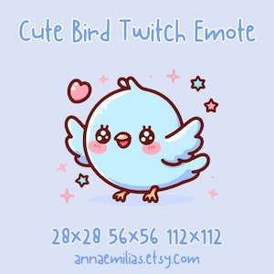 Pegatina de emoticón de pájaro para contracción / Emoji de animal kawaii lindo / Diseños gráficos para transmisores de Twitch / Emoticón de chat