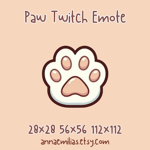 Emotka Paw Twitch | Słodki kawaii kot Twitch Stream Emoticon | Emoji czatu strumieniowego zwierząt | Zasoby i akcesoria do strumieniowania
