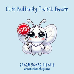 Scared Butterfly Twitch Emote: Kawaii Stop Sign Emoji