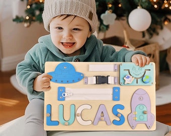 Puzzle con nome in legno Tabellone occupato - Giocattolo educativo Montessori per bambini piccoli - Regalo unico di Natale e primo compleanno per bambina