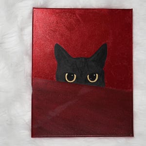 Kattägare Present till kattmammor Lekfull kattmålning Kattkonst för kattälskare Handgjord konst Unik heminredning
