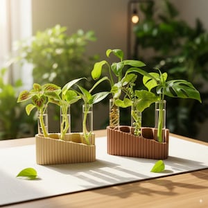 Estación de propagación de plantas: diseño moderno impreso en 3D con tubos de ensayo de vidrio
