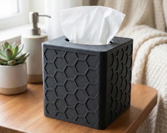Square Tissue Box Cover: Modern Honeycomb Design