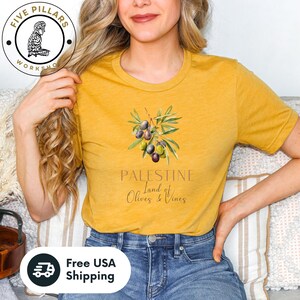 Tshirt In Support of Palestinian Culture Free Shipping Palestine Solidarity Gift For Her Gift For Humanitarian Palestinian Art Olives Gaza