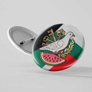Pin For A Free Palestine Free Gaza Palestinian Art With Flag of Palestine Watermelon Back To School Gift Backpack Pin Gift Free USA Shipping