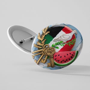Pin For A Free Palestine Free Gaza Palestinian Art With Flag of Palestine Watermelon Back To School Gift Backpack Pin Gift Free USA Shipping