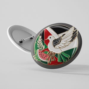 Pin For A Free Palestine Free Gaza Palestinian Art With Flag of Palestine Watermelon Back To School Gift Backpack Pin Gift Free USA Shipping