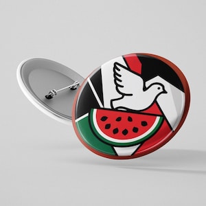 Pin For A Free Palestine Free Gaza Palestinian Art With Flag of Palestine Watermelon Back To School Gift Backpack Pin Gift Free USA Shipping