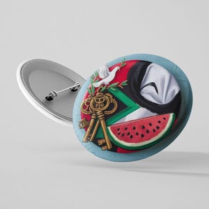 Pin For A Free Palestine Free Gaza Palestinian Art With Flag of Palestine Watermelon Back To School Gift Backpack Pin Gift Free USA Shipping