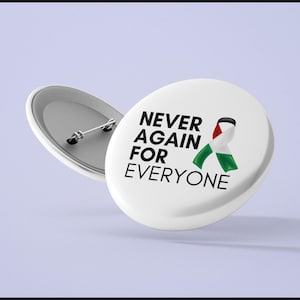 Palestine Pin Never Again for Everyone For Backpack Jacket Hats Metal Safety Button Pin Free USA Shipping Political Gift Back to School Gift