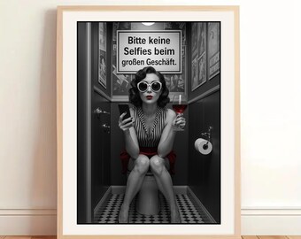 Funny Vintage Restroom Poster – Guest Restroom Pictures for Guest Restroom & Bathroom | Humorous Wall Decor | Digital Download Housewarming Gift