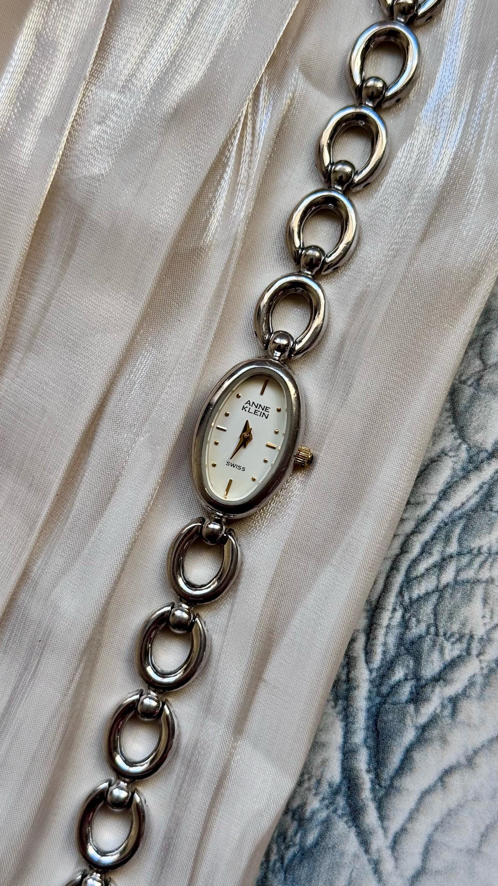 Anne Klein II Womens Sterling Silver 925 Classic Tank Bracelet Watch New Battery Crystal Watch & Bracelet Set in Silver | Anne Klein main image 3