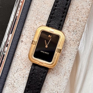 Nina Ricci vintage watch - 18k gold plated and genuine leather