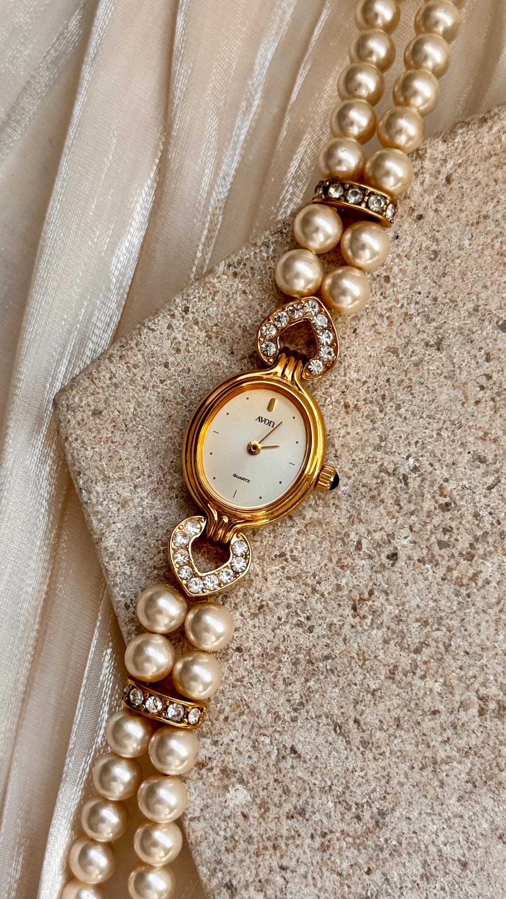 Avon Vintage Watch - Faux Pearl Bracelet - Etsy