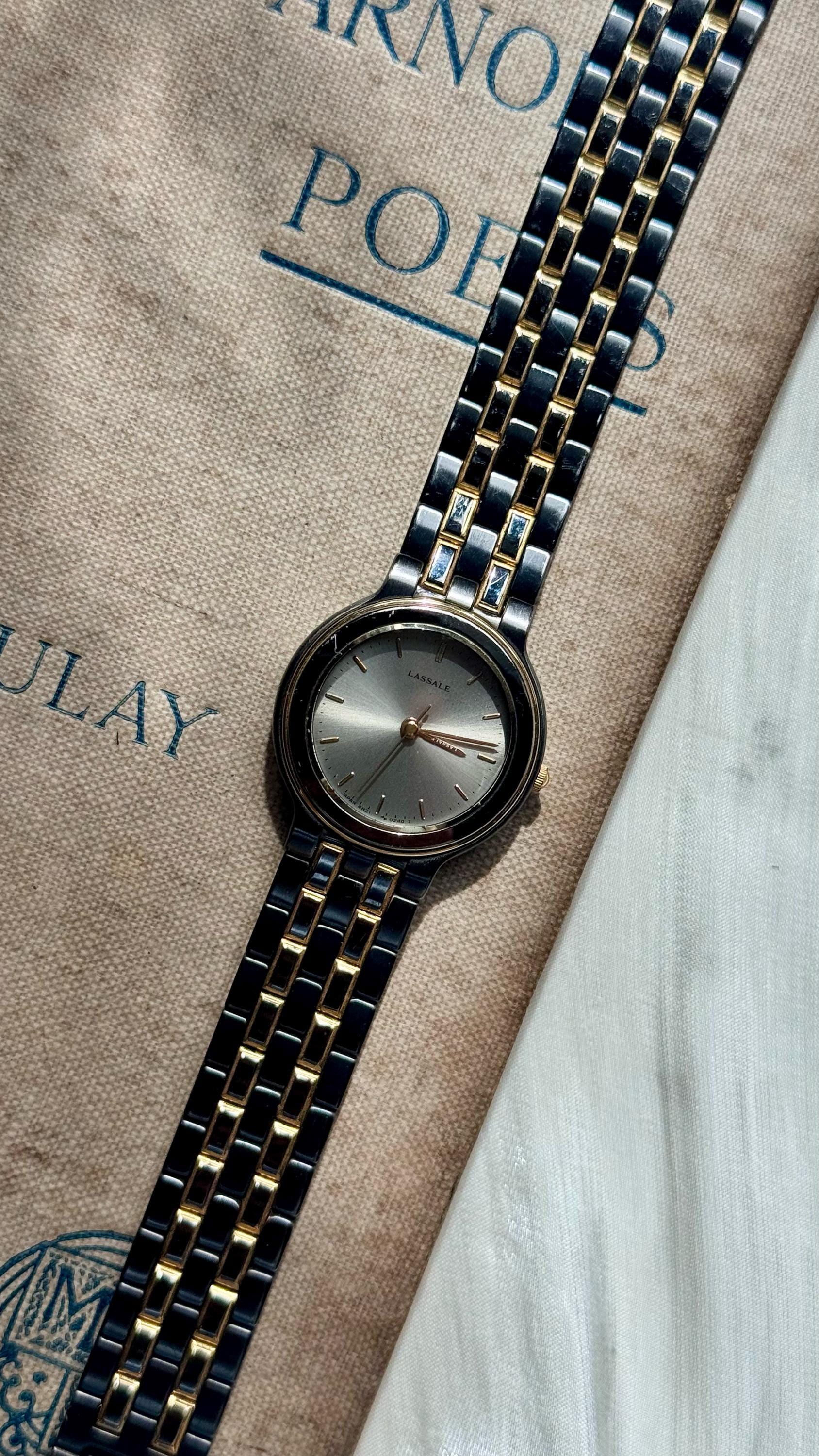 Lassale Super Rare Ladies Luxury Watch Two-Tone Bracelet Case Gray Dial Seiko Lassale Two Tone - Etsy main image 2