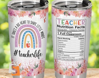 Teacher Day Tumbler, Teacher Tumbler, Stainless Steel Tumbler, Teacher Tumbler Cup, Gift For Teacher, Rainbow Teacher Tumbler