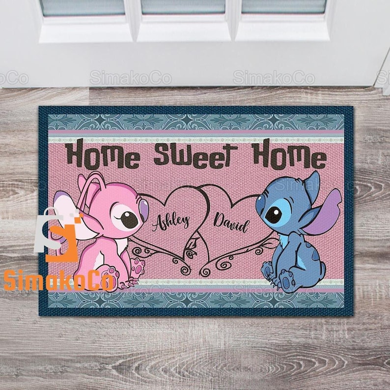 Stitch and Angel Doormat, Stitch Angel Rubber Base Doormat, Stitch