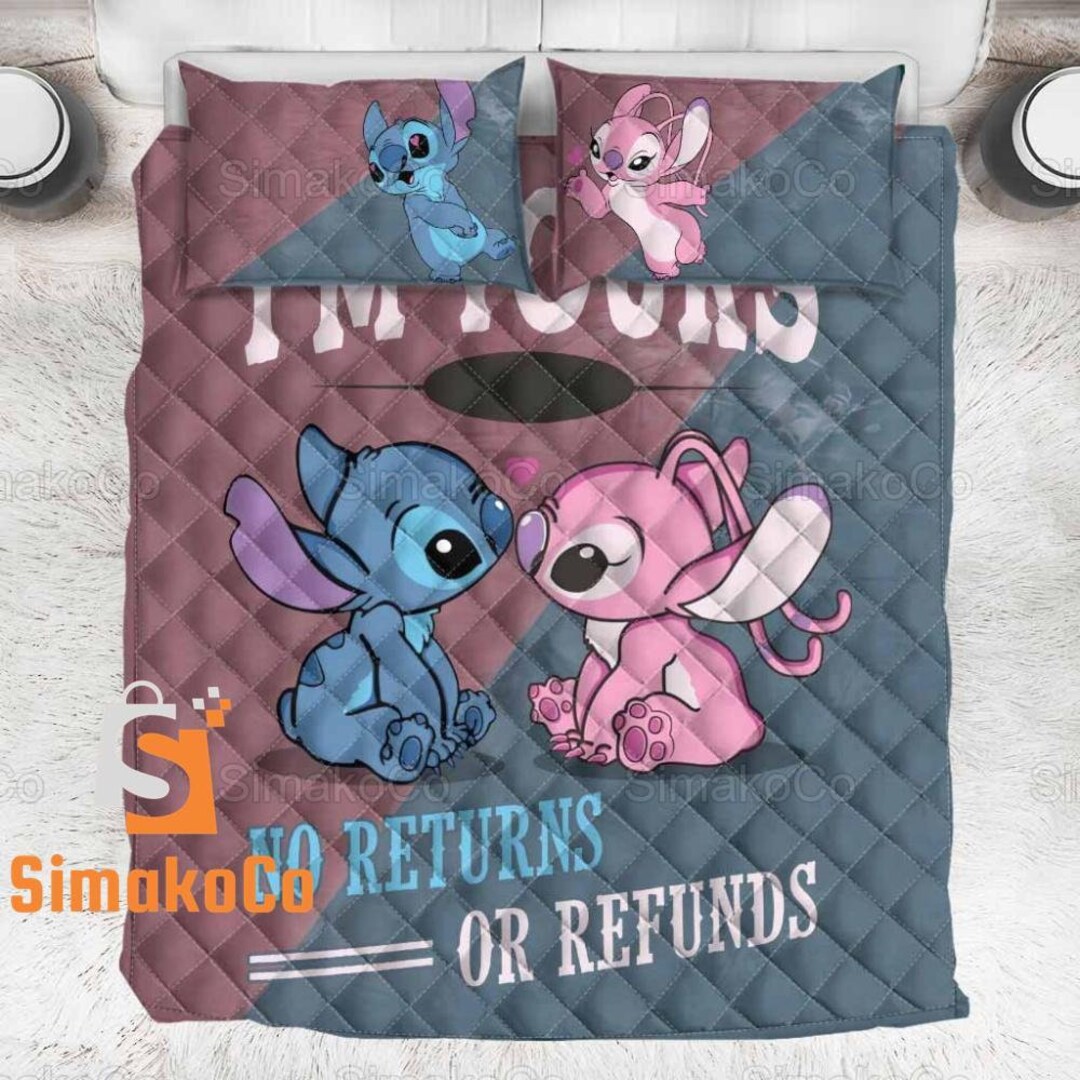 Stitch and Angel Quilt Bed Set, Funny Stitch and Angel Quilt, Stitch