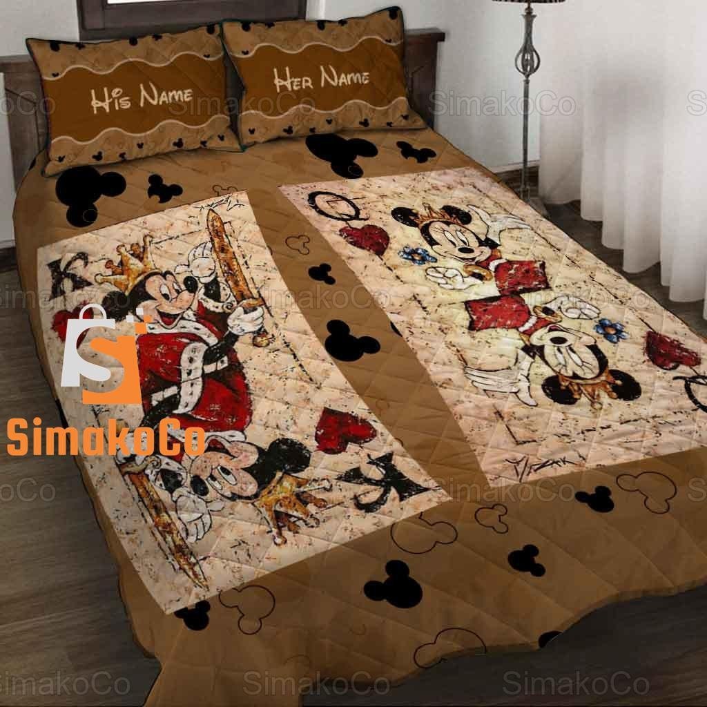 Mickey And Minnie Quilt Bed Set, Mickey Minnie Quilt, Mickey Minnie Quilt Set