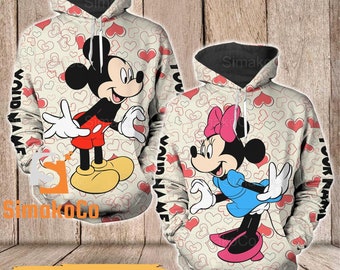 Mickey And Minnie Hoodie, Mickey Minnie Couple Hoodie, Custom Hoodie, Matching Hoodie For Couple, Disney Mickey Hoodie, Couple Gift