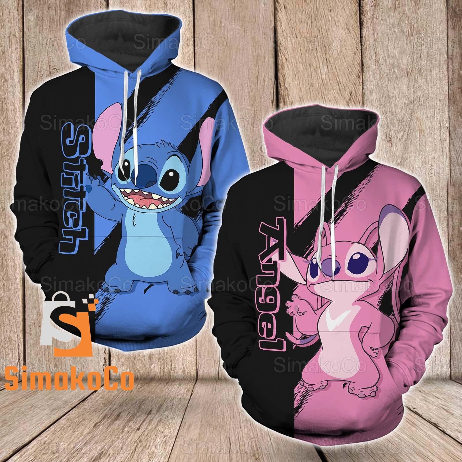 Stitch and Angel Couple Hoodie, Stitch and Angel Hoodie, Stitch Hoodie
