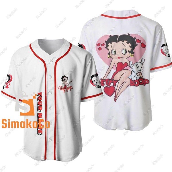 Betty Boop Shirt, Betty Boop Baseball Jersey, Betty Boop Jersey, Betty Boop Baseball Shirt, Betty Boop Gift, Custom Name Shirt