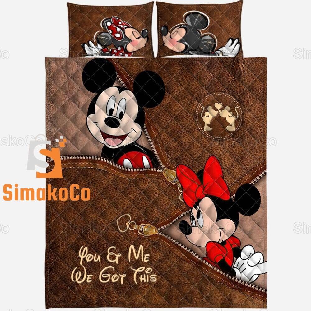 Mickey And Minnie Quilt Bed Set, Mickey And Minnie Quilt, Mickey Quilt