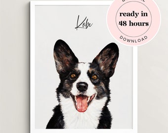 Custom Pet Portrait, DIGITAL DOWNLOAD, Pet Memorial Ideas, Dog Mum Gifts