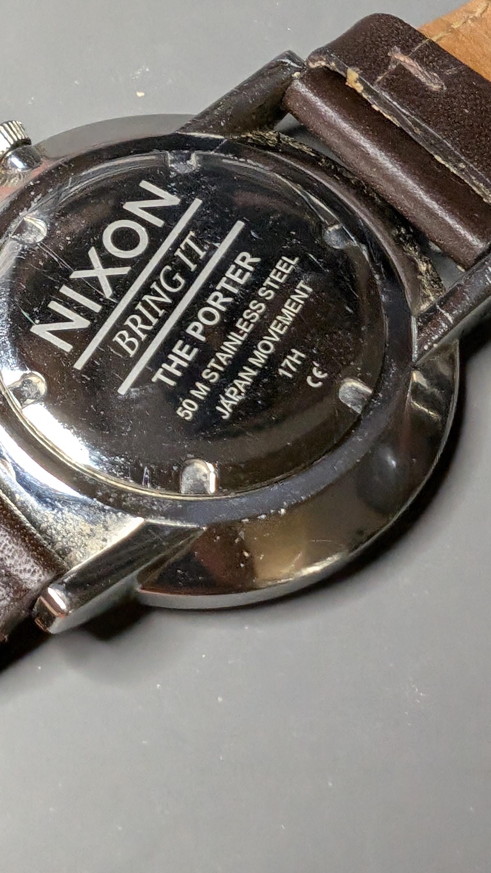 Nixon Bring It the Porter Quartz Watch With New Battery and Original Nixon Leather Band. Watch Has Beautiful Blue Dial. Keeps Good Time. Etsy