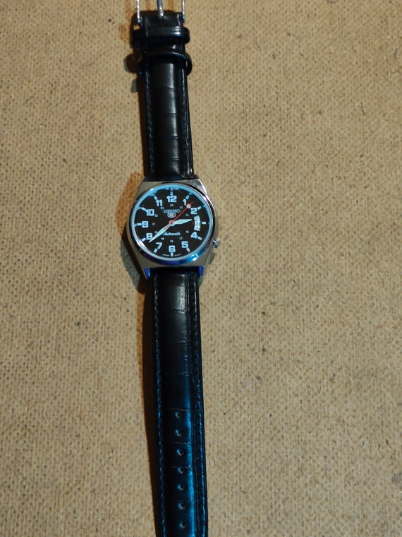 Vintage Seiko 5 automatic watch with black milita… - image 7