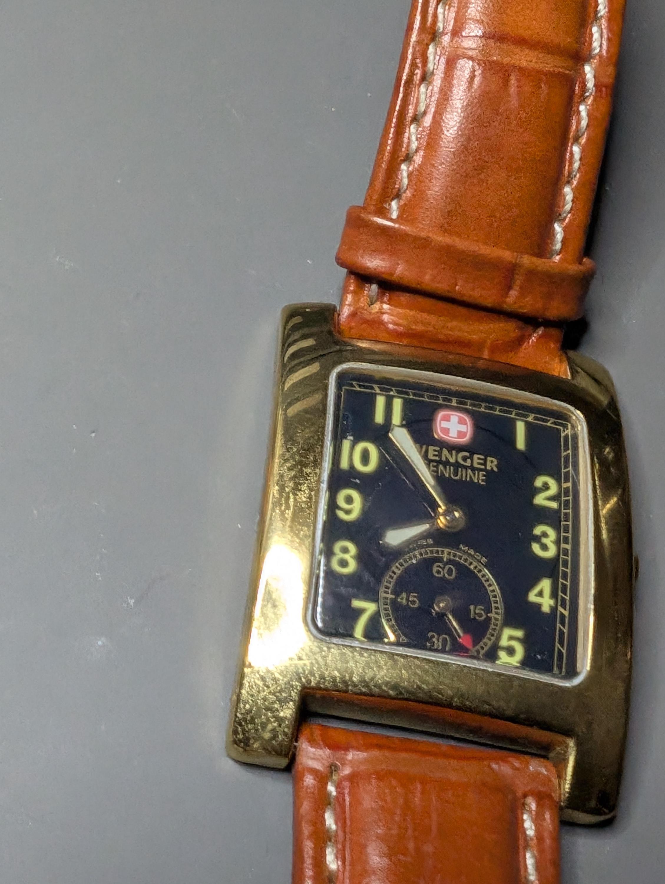 Vintage Wenger Genuine Rectangular Quartz Watch W/ Original Band and