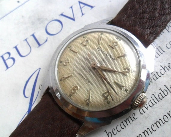 1958 Bulova 17 Jewel Honeycomb Dial manual watch.… - image 2