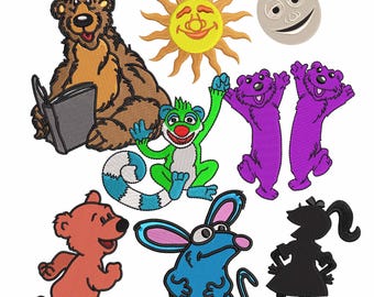 Conjunto de 8 diseños inspirados en "El Oso en la Gran Casa Azul". Archivo de bordado a máquina. Diseño de bordado, descarga instantánea.