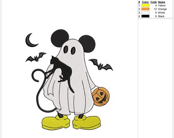 Mickey Mouse Inspired. Ghost With Black Cat, Mickey Mouse Ears