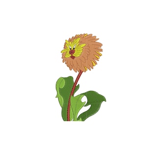 The flowers from Alice in Wonderland inspired. Dandelion. Machine embroidery design file. Install download. Different sizes..