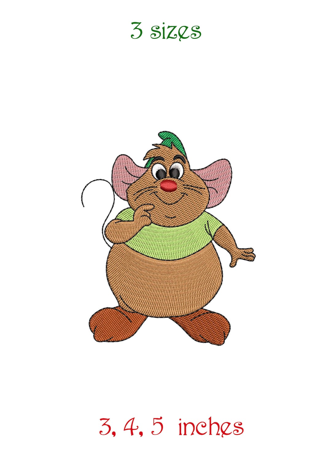 Machineborduurontwerpbestand. Gus, geïnspireerd door Assepoester, dikke  kleine muis, Assepoester's vriend - Etsy België, image size:1080x1522