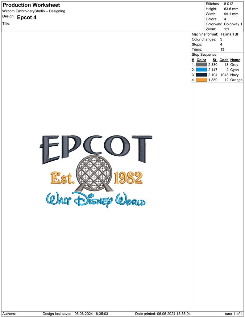 EPCOT. Disneyland Inspired. Machine Embroidery Design. Happiest Place ...