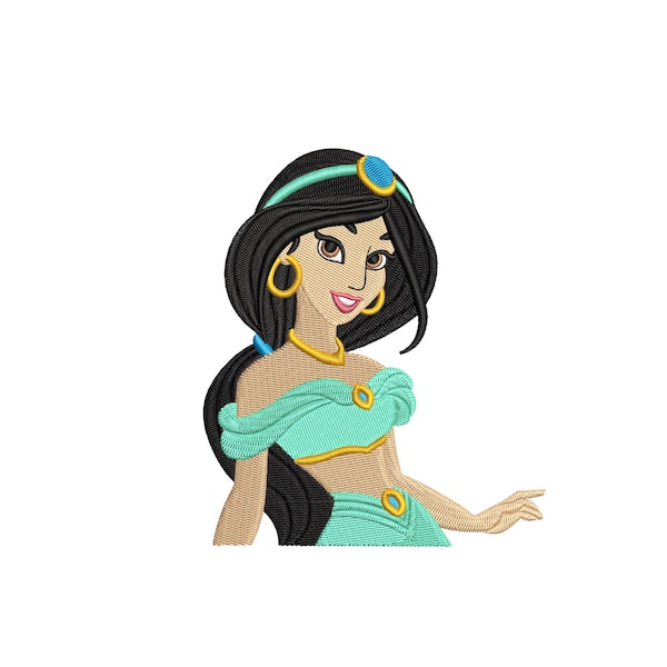 Princess Jasmine, Aladdin inspired. Machine embroidery design file. Install download. Different sizes