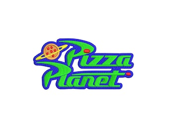 Machine embroidery design file.  Pizza Planet, Toy Story inspired. Embroidery file. Install download. Different sizes