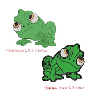 Pascal. Tangled inspired. Rapunzel&#39;s pet chameleon, Rapunzel. Machine embroidery design file. Install download. Different sizes