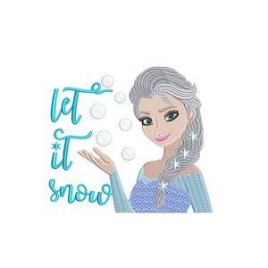 Let it snow. In different sizes. Inspired by Frozen, Princess Elsa. Machine embroidery design file. Install download.