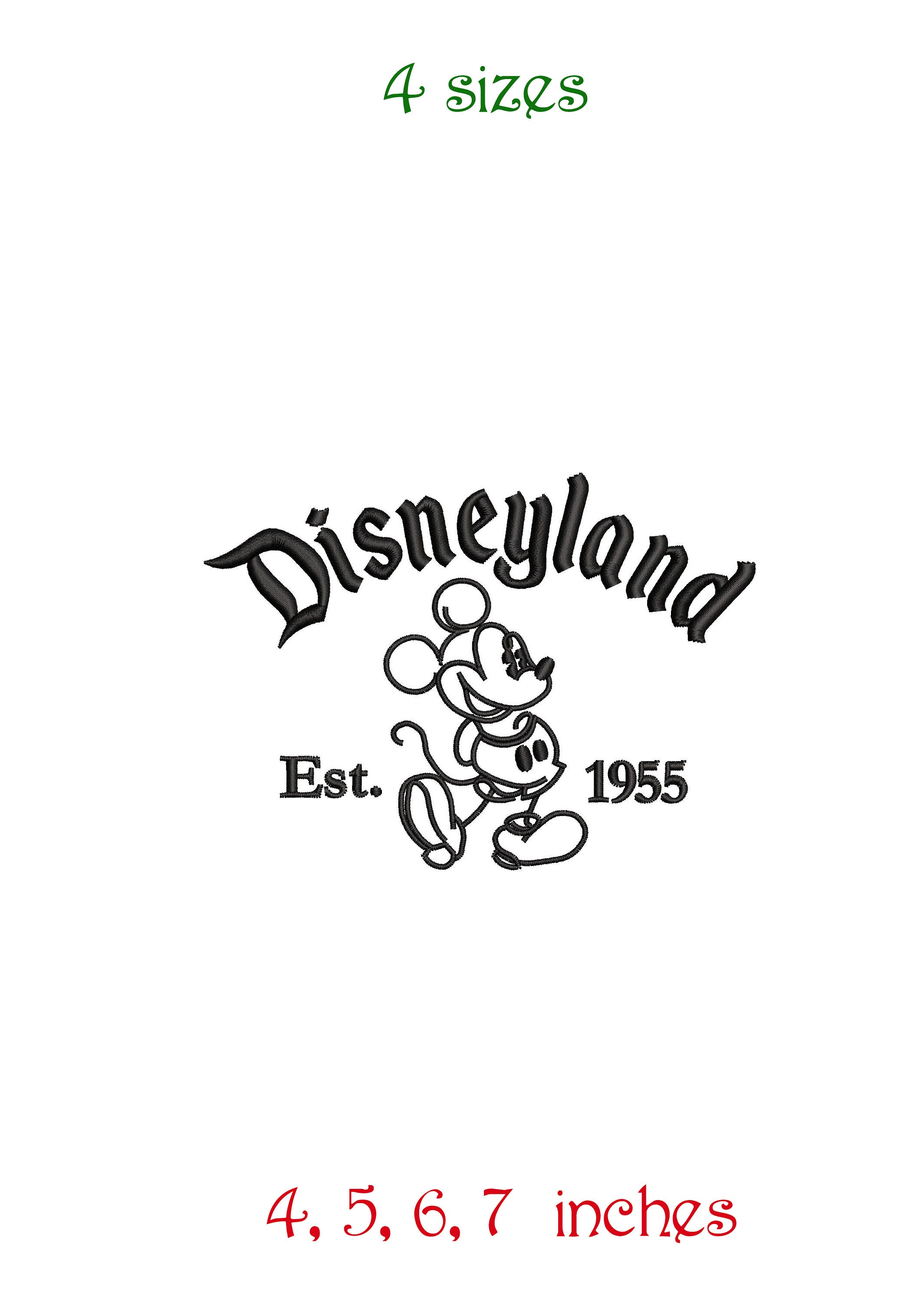 Disneyland inspired. Machine Embroidery Design. Happiest Place on Earth. Magical Park. Artistic Doodle Magical Mickey Mouse Outline