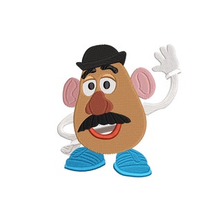 Puede incluir: Parche bordado de Mr. Potato Head de la película Toy Story. El parche es marrón con un sombrero negro, orejas rosas, una nariz roja, un bigote negro y zapatos azules. El parche está disponible en 3 tamaños: 3, 4 y 5 pulgadas.