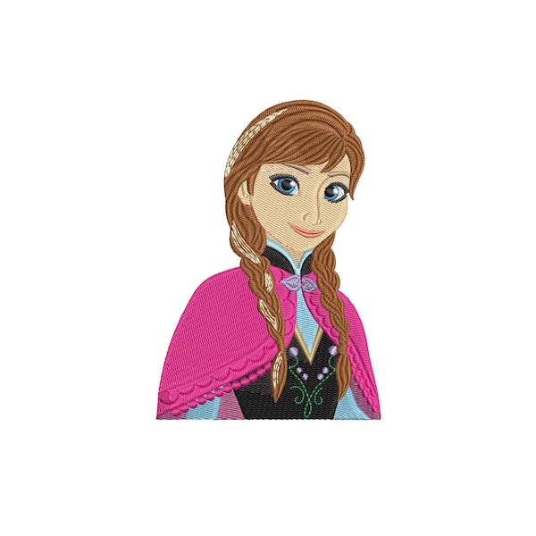 Princess Anna, Frozen inspired. Machine embroidery design file. Install download. Different sizes