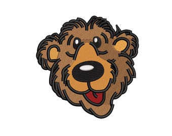 Inspirado en "El Oso de la Gran Casa Azul". Oso, cabeza de oso. Archivo de bordado a máquina. Diseño de bordado, descarga instantánea.