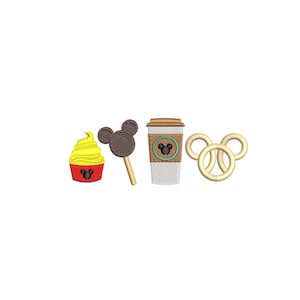 Mickey Park Snacks. Mickey Mouse inspired. Machine Embroidery Design. Machine embroidery design file. Install download. Different sizes
