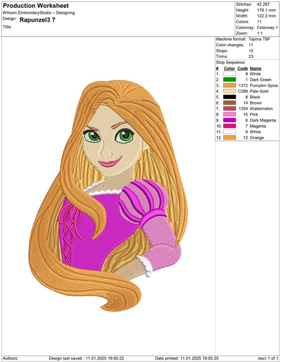 Tangled Inspired. Rapunzel. Machine Embroidery Design File