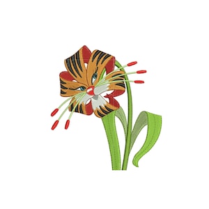 The flowers from Alice in Wonderland inspired. Tiger-lily. Machine embroidery design file. Different sizes.