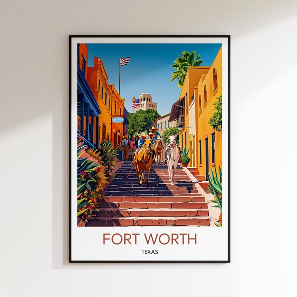Fort Worth, Texas Travel Poster, Fort Worth Wall Art, Fort Worth Print, Fort Worth Travel Gift, City Art, USA Wall Art, Home Decor