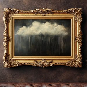 Moody Clouds Print, Vintage Clouds Poster, Dark Academia Print, Dark Aesthetics, Wall Art, Antique Oil Painting, Rain Falling, Dark Cloud